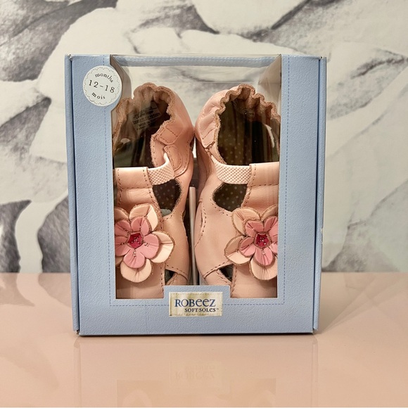 NIB Robeez Mini Shoes Infant Girl's Pretty Pansy Soft Sole Shoes 12-18 months - Picture 9 of 10